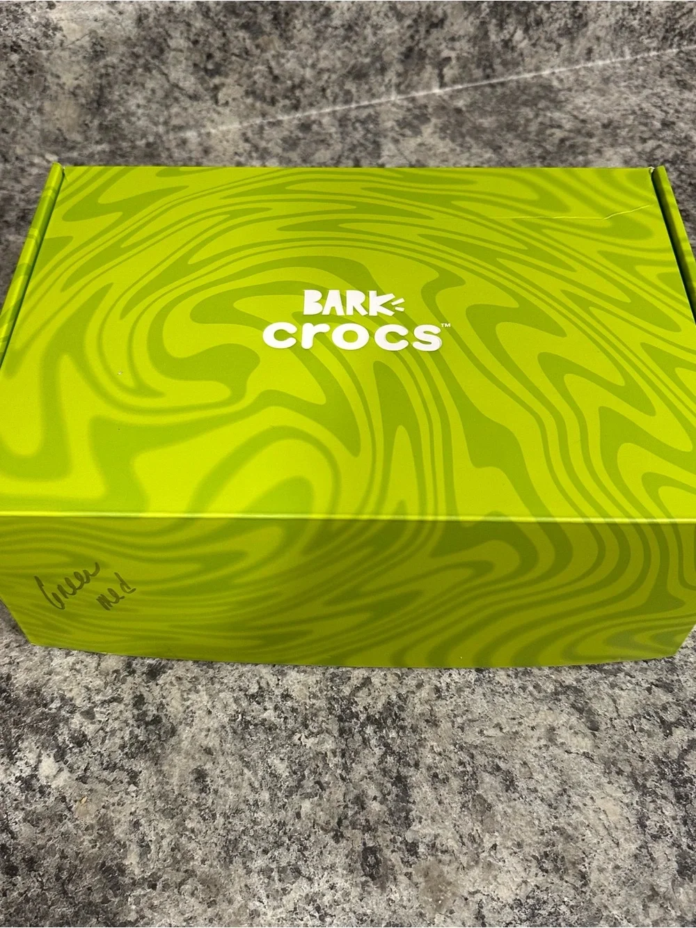 New BARK Crocs Shoes for Dogs Slime Green White Marbled Glow Booties Medium